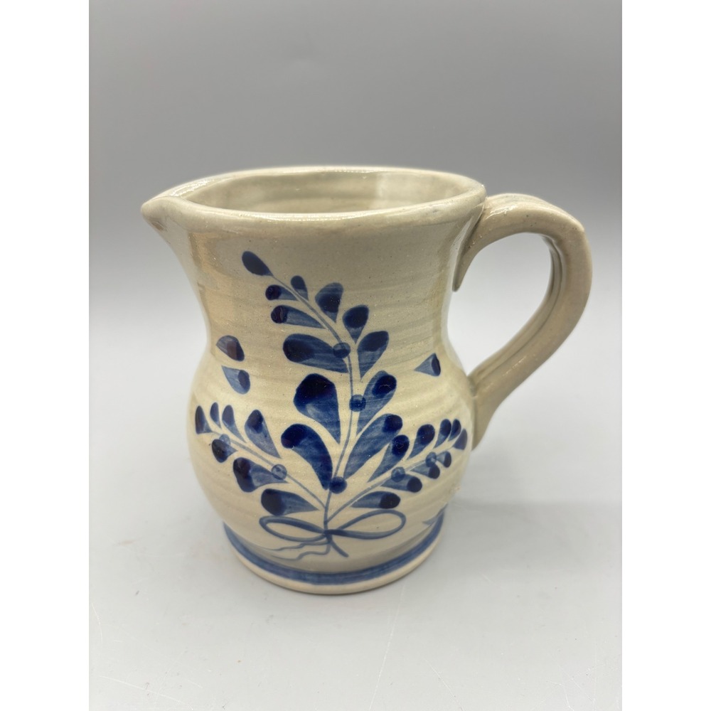 Cracker Barrel Made from Scratch Blue Floral Stoneware Pitcher Creamer Farmhouse